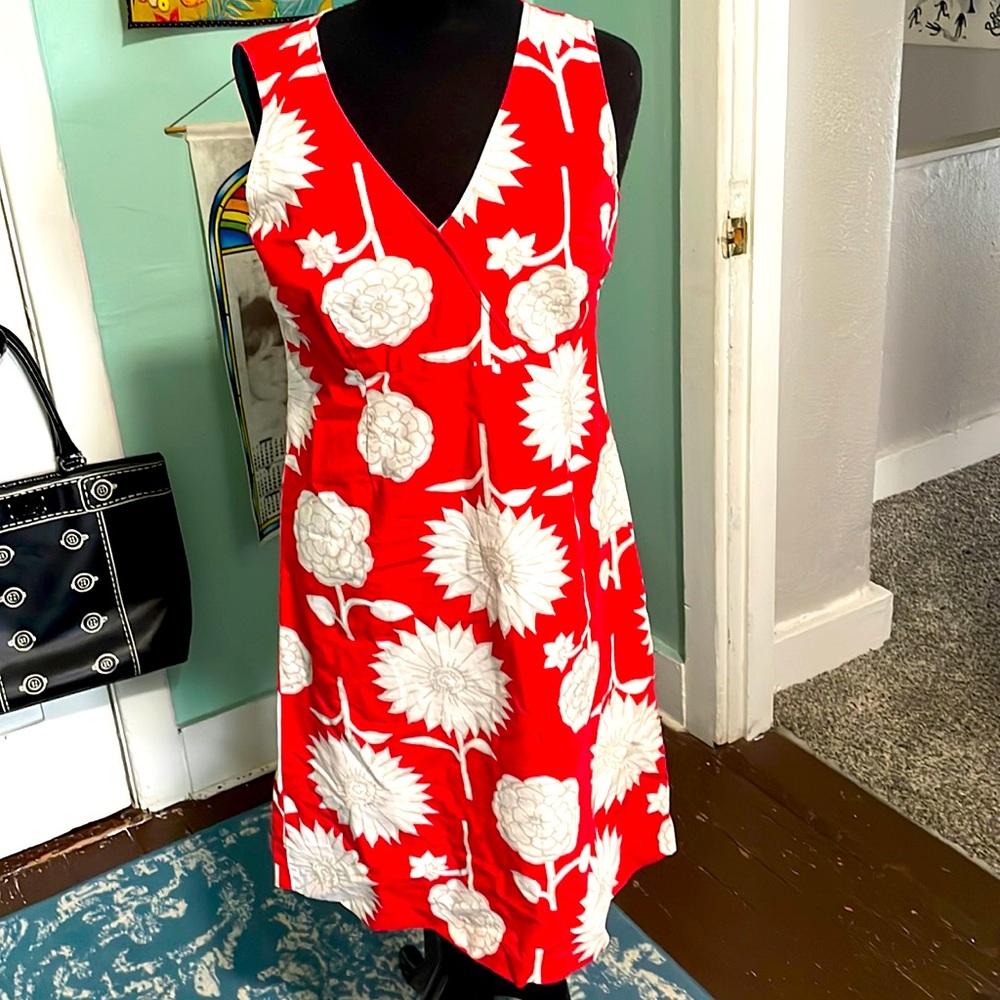 Boden Red Floral Sleeveless Dress